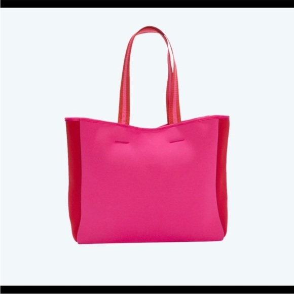 Summersalt NWT Neoprene Beach Tote Bag cherry Red Hot Pink - Picture 2 of 13